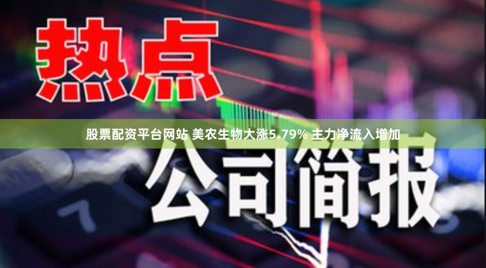 股票配资平台网站 美农生物大涨5.79% 主力净流入增加